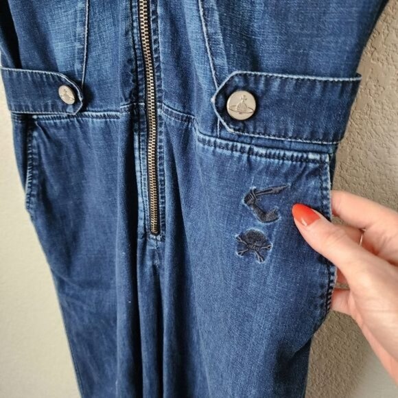 VIVIENNE WESTWOOD Anglomania x VINTAGE Climate Revolution Denim Jumpsuit xs - Picture 10 of 15